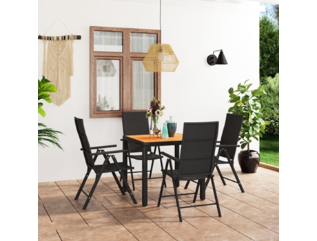 Conjunto 5 de comedor de jardín VIDAXL negro y marrón