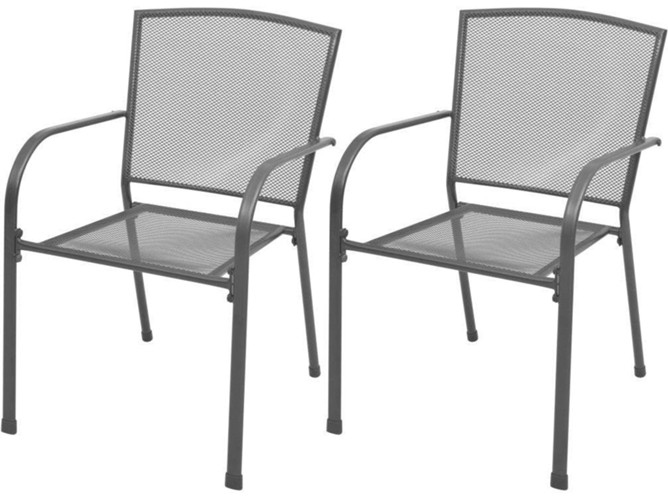 Conjunto 2 Silla Jardin VIDAXL Antracita Metal