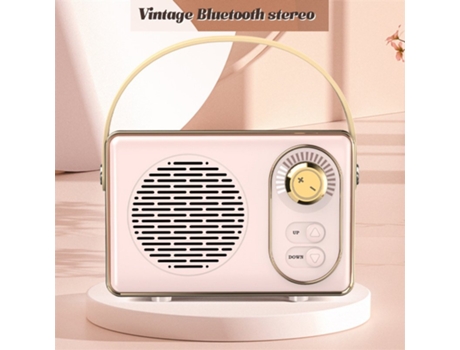 Altavoz Bluetooth mini retro inalámbrico compatible clásico fm radio interfaz usb portátil viaje reproductor de música rosa