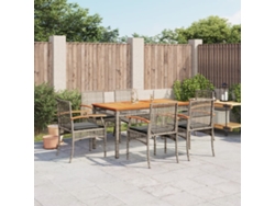 Juego de comedor de jardín de 7 piezas con cojines, mimbre gris, DKD Home Decor
