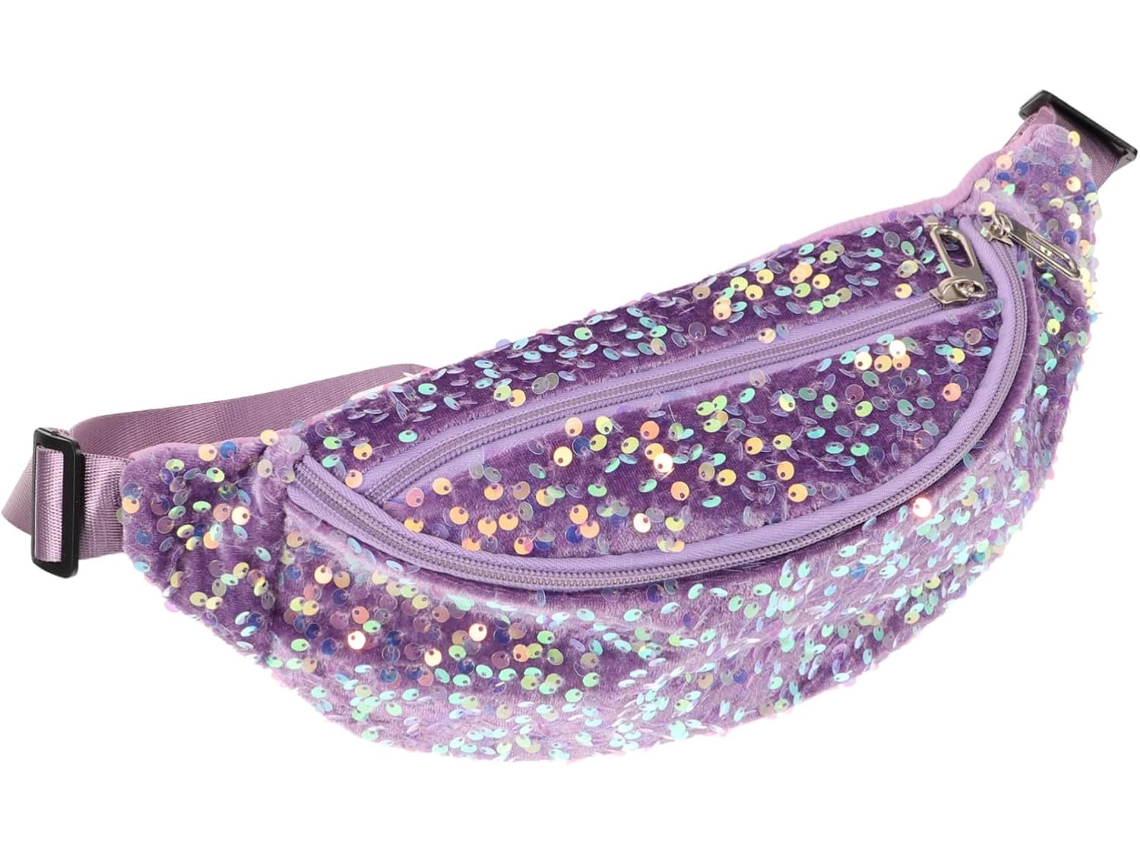 Bolso Bandolera Con Cremallera Y Lentejuelas Para Mujer, Riñonera Ligera De Poliéster.