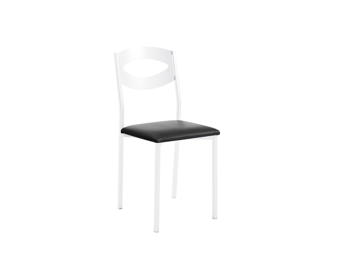 Cadeira de Cozinha Branca Olga 38x86x47cm Couro Preto FANMUEBLES