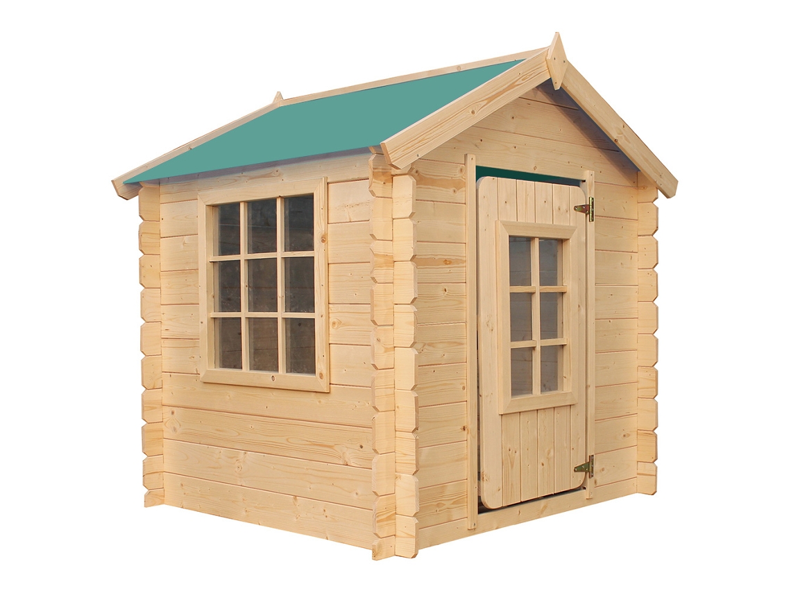 Casa de madera para niños - 111 x 113x A121 cm (Tetto-colore verde) TIMBELA M570Z-1