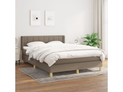 Cama Box Spring Con Colchón Tela Gris Taupe 140x190 Cm