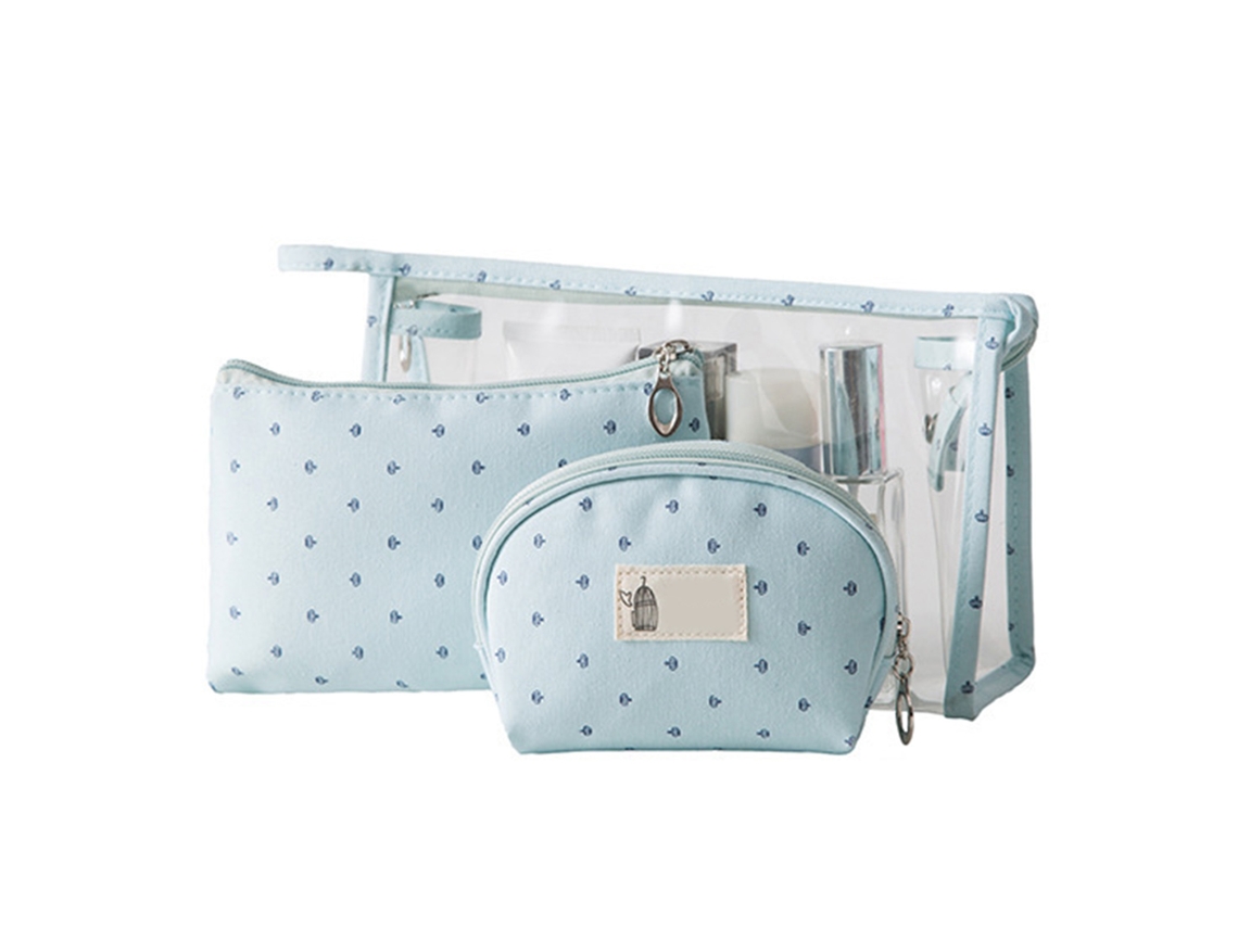 Bolsa De Maquillaje Multifunción De 3 Piezas, Portátil, Transparente, De Pvc, Para Viaje, Organizador De Artículos De Tocador Y Cosméticos, Para Muje