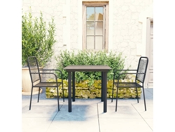 Juego de comedor de jardín de 2 piezas de vidrio y acero negro Dkd Home Decor