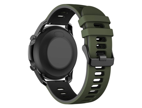 Correa de Silicona bicolor 22mm para Samsung Galaxy Watch3 45mm/Huawei Watch 3/Garmin Forerunner 255/Apex 46mm - verde militar/negro