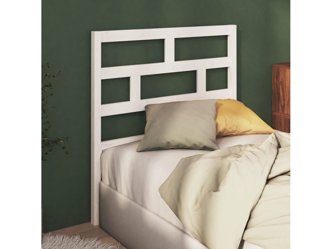 Cabecero De Cama Madera Maciza De Pino Blanco 81x4x100 Cm