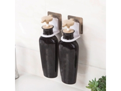 Estantería de pared con ventosa para utensilios de cocina, ganchos de ducha, champú y productos de baño.