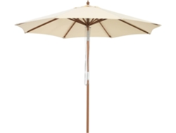 Sombrilla 2,7 m de Exterior, Sombrilla con Estructura de Madera de Polea con 8 Varillas para Jardín (2.7M) COSTWAY