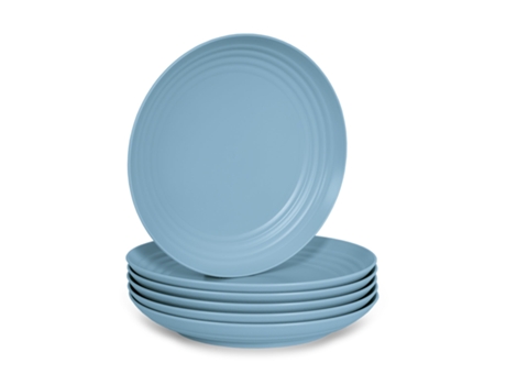 Juego de 6 Platos Plastic Forte Classic Llanos 22 cm Reutilizables. Ideal Fiestas. Azul