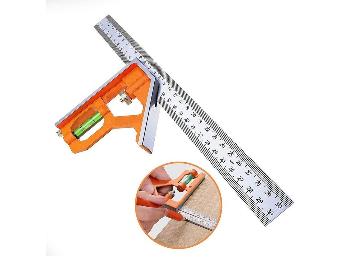 Regla Combinada 300mm Universal Con Ruler Stop, Herramienta De Marcado Y Nivel De Burbuja Precisa