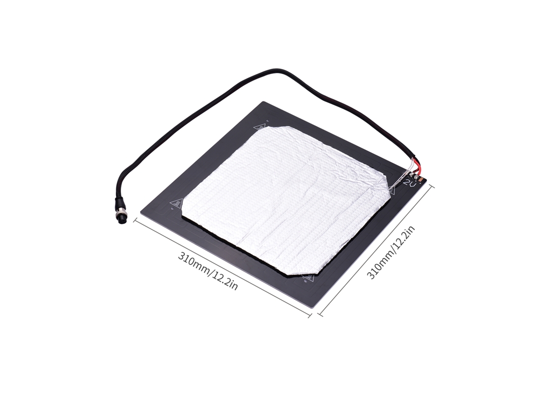 Cama Caliente Para Impresora 3d 12v 310*310mm Placa De Aluminio Con Conector Aviación Compatible Con Creality Cr-10/cr-10s