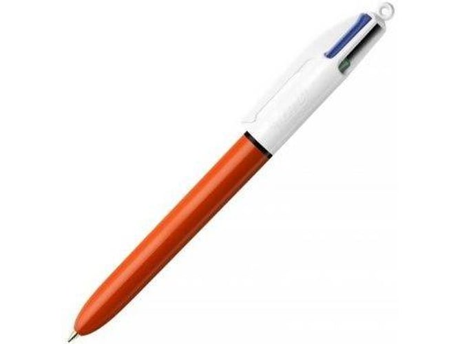 BiC Bolígrafo Retractable en 4 colores de punta fina de 0,8 mm el cuerpo en colores naranja y blanco paquete de 12 unidades 