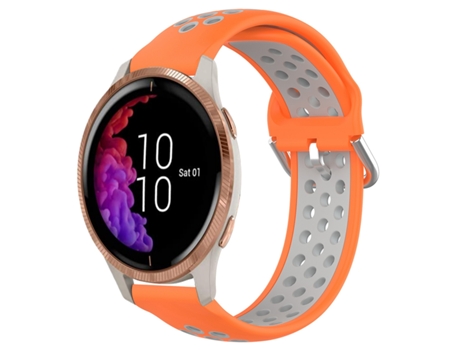 Correa Smartwatch para Garmin Venu 20mm Sport Silicona Perforada Transpirable (Naranja + Gris)