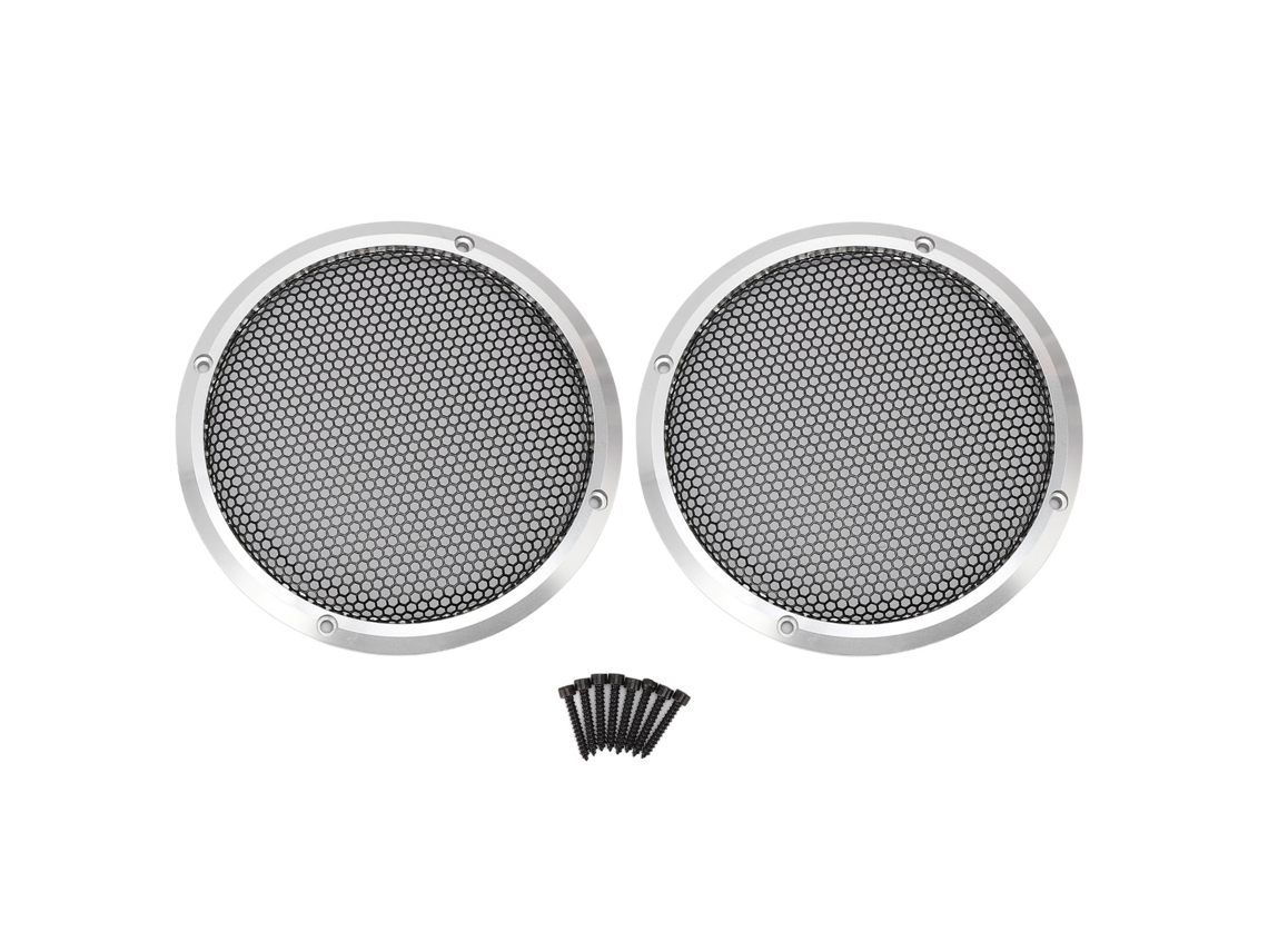 2 Rejillas Protectoras Redondas Universales De Metal Para Altavoces De 169 Mm, Color Plata, Para Coche, Cine En Casa Y Barco.