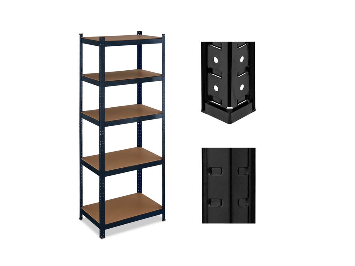 Relaxdays Estantería Metálica Cargas Pesadas, 180x70x45cm, Hasta 500 Kg, 5 Baldas, Sótano O Trastero, Acero Y Mdf, Negro