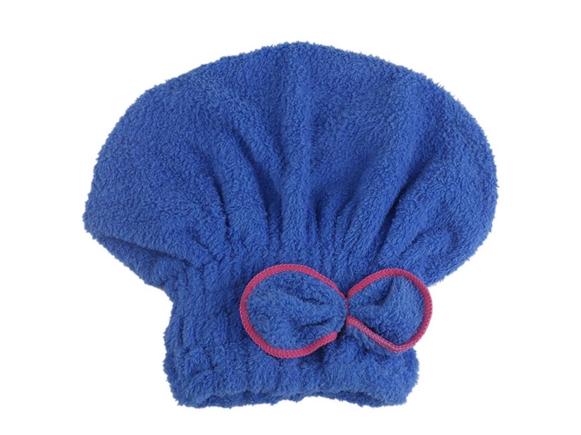 Toalla Kofihety Gorro Secado Cabello Esponjoso Lazo Coral Rápido Azul (18x13x3cm)