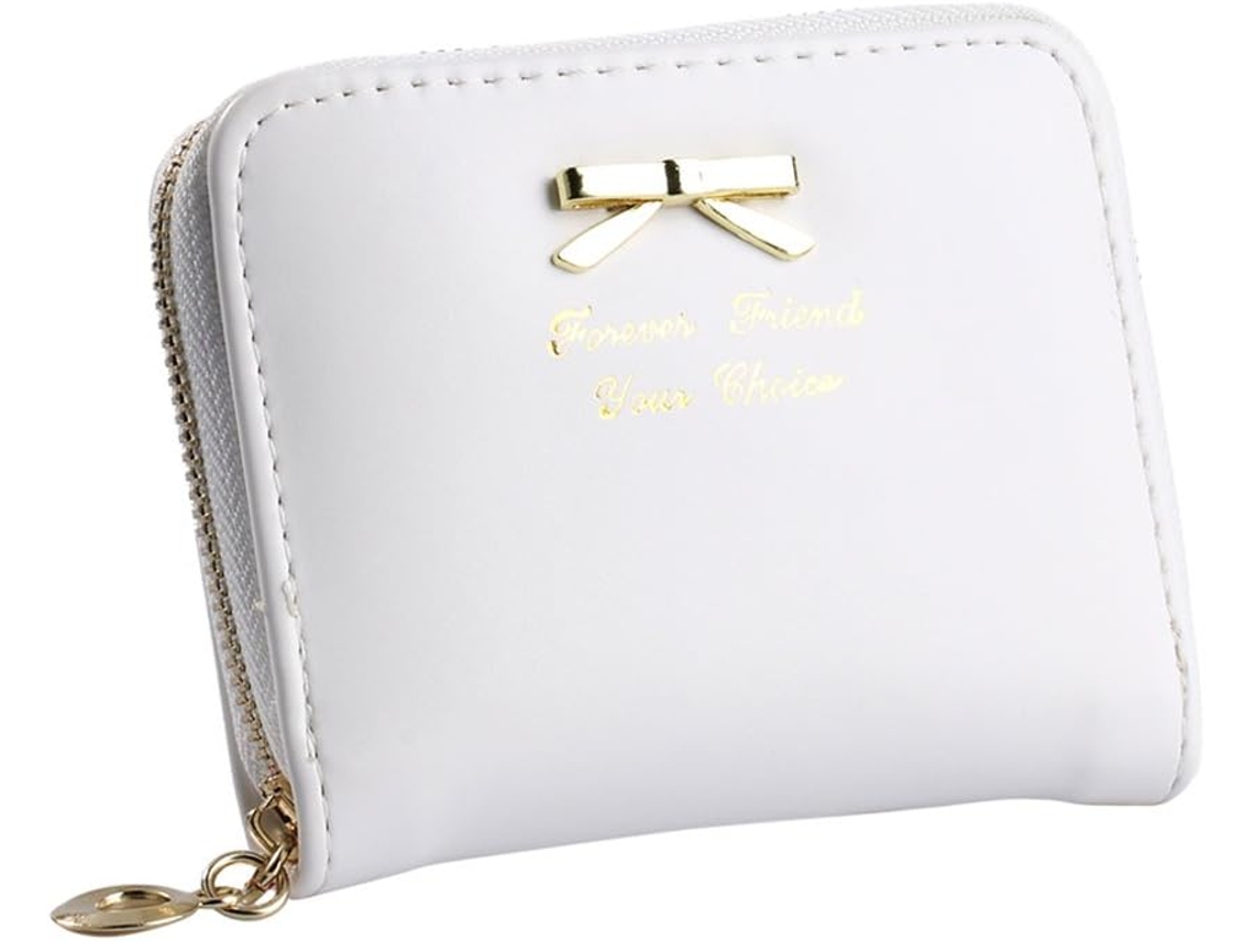 Cartera De Mujer En Cuero Pu - Monedero Y Tarjetero Moderno - Blanco
