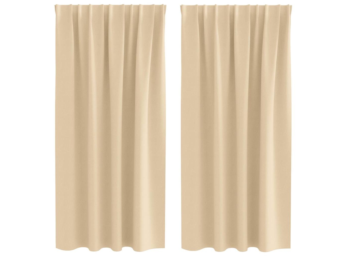 Maison Exclusive - Cortinas Opacas Con Anillas 2 Pcs Crema 175 X 140 Cm Poliéster