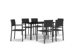 Maison Exclusive - 7 Pcs Conjunto De Jantar Para Jardim Preto