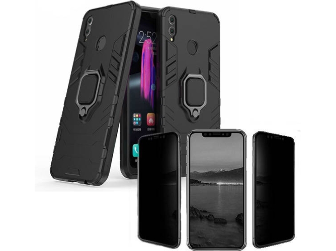 Kit Carcasa y Protector Privacy Honor 8X Military Defender Negro