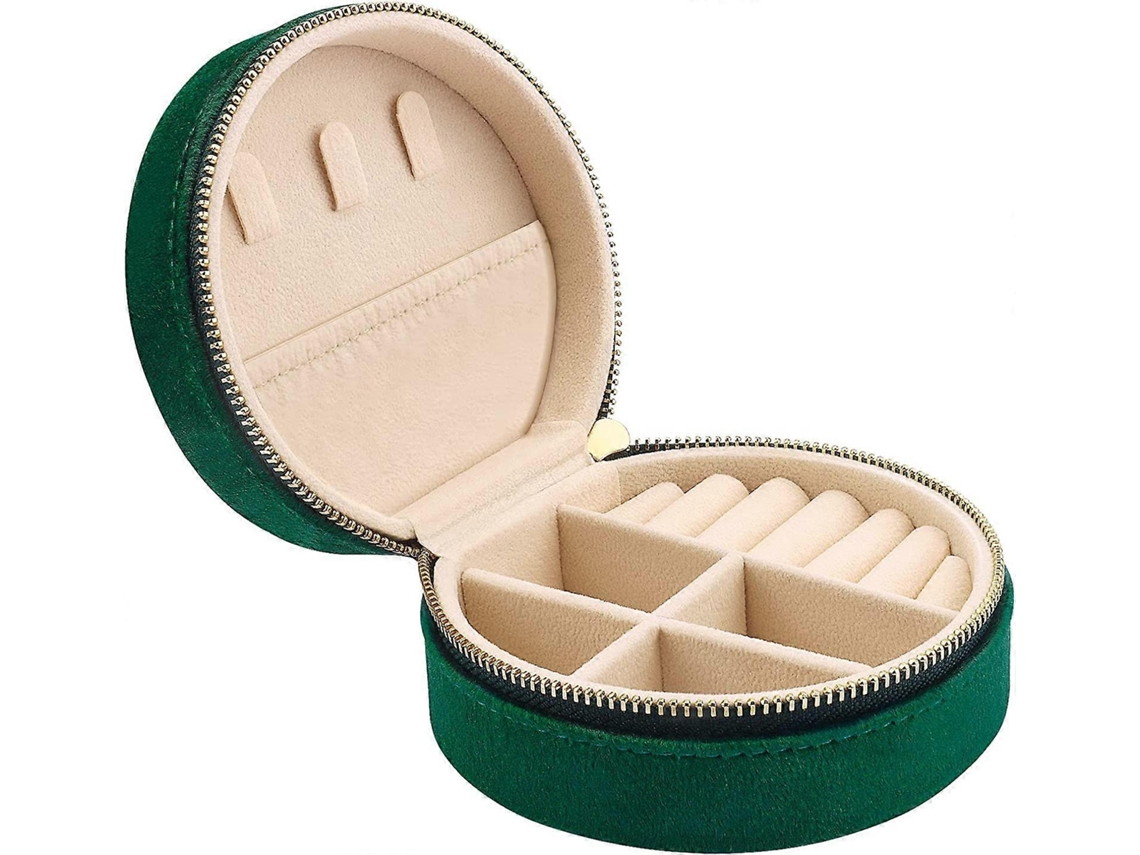 Rebe-caja De Joyería De Viaje Mini Velvet Para Niñas Y Mujeres, Organizador Pequeño Para Anillos, Aretes Y Collares, Verde Oscuro