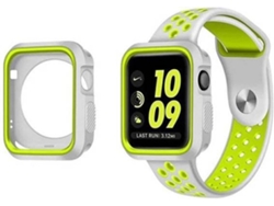 Carcasa Military + Correa SportyStyle PHONECARE Apple iWatch Series 4 - 44mm Gris y Verde Fluorescente