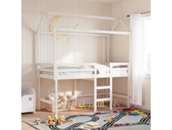 Techo De Cama Infantil Madera Maciza Blanco 217x95,5x159 Cm