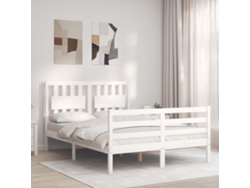 Cama De Matrimonio | Cama Para Adultos | Estructura Cama De Matrimonio Con Cabecero Madera Maciza Blanco