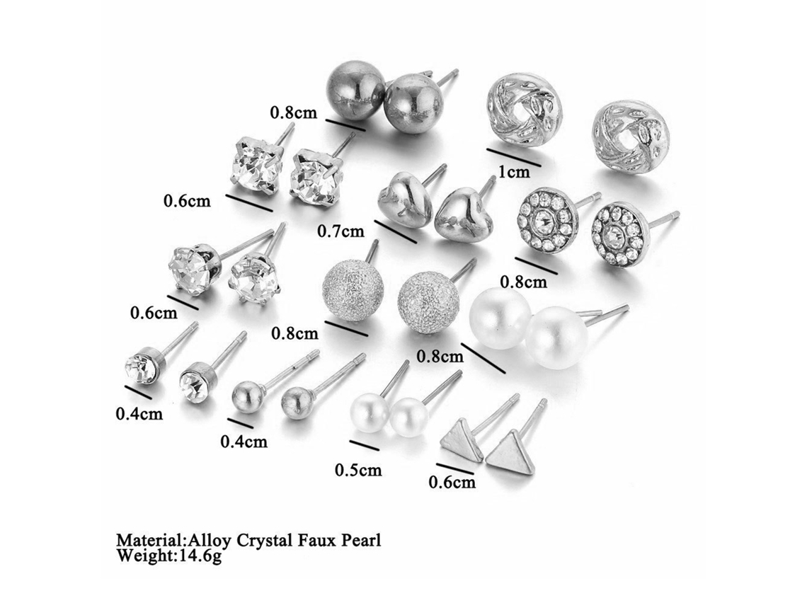 Conjunto De 12 Pares De Pendientes Con Cristales, Perlas Y Circonitas Para Mujeres Y Niñas.