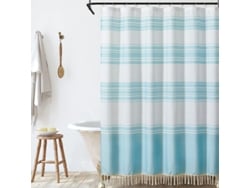 2026-cortina De Ducha Azul Y Blanca Moderna Con Rayas (180x180) Para Baño, Repelente Al Agua Y Fácil De Limpiar