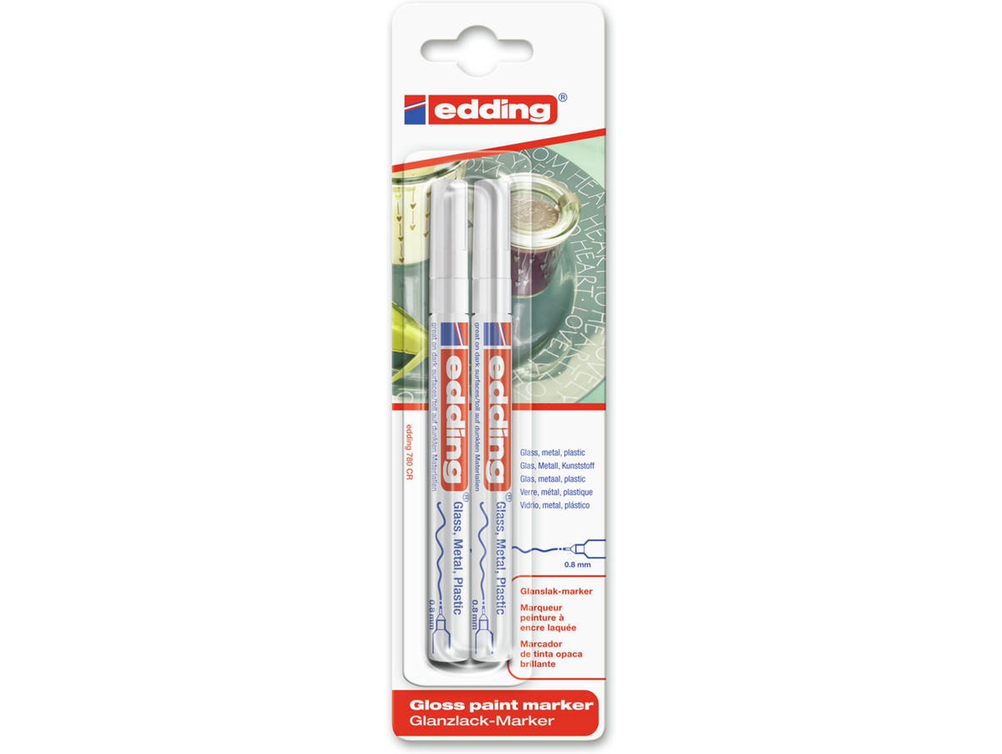 Pack 2 Marcadores EDDING 780 (Blanco - Plástico)