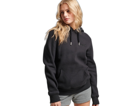 Sudadera con Capucha Vintage de Mujer SUPERDRY Bordada Logo Negro (M)