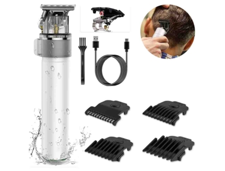 Cortapelos para hombres cortadora de pelo recargable inalámbrica kit de corte de cuerpo de metal afeitadora de barba (plata)