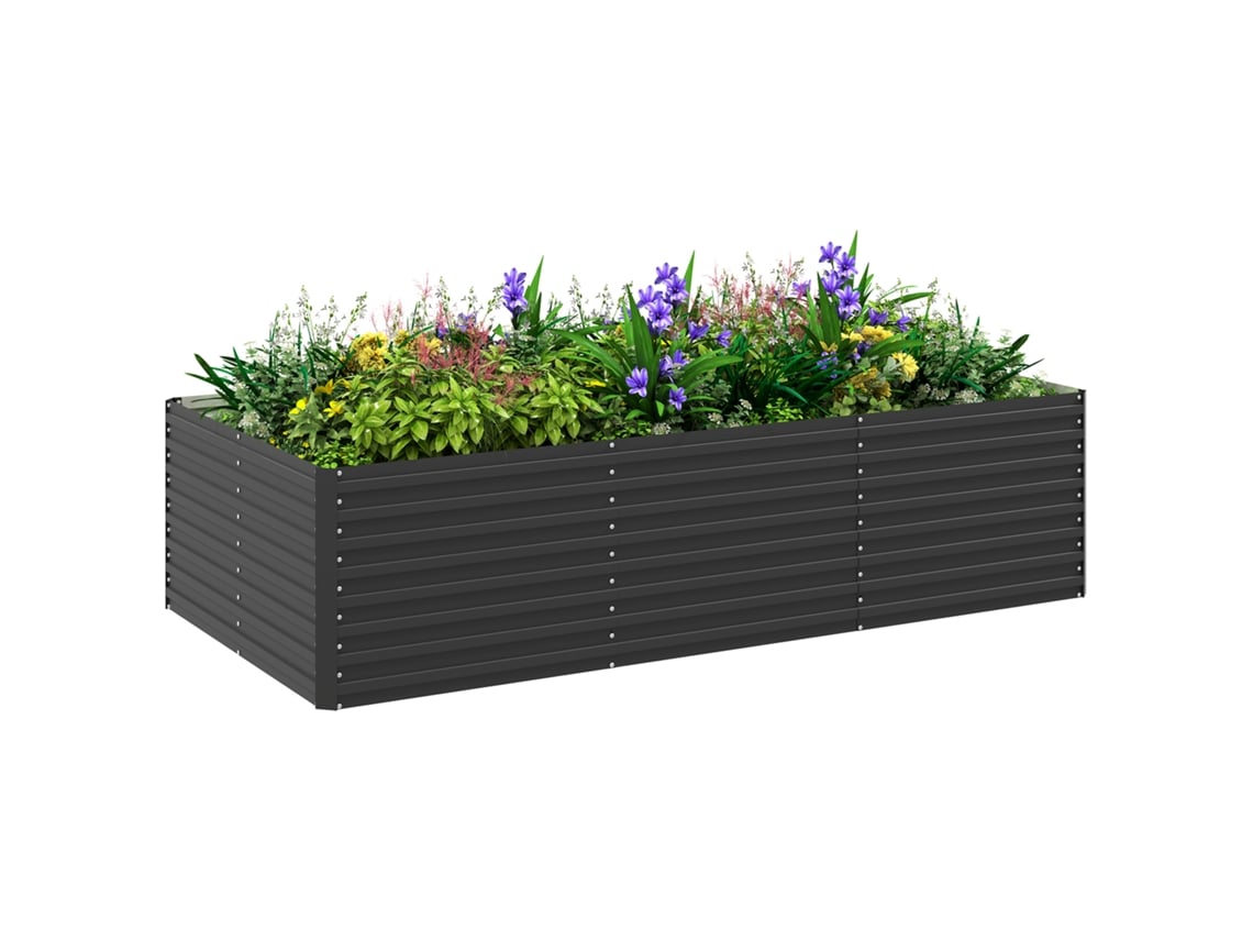 Macetero rectangular galvanizado para exteriores - Base abierta - 240 x 120 x 60 cm, Gris