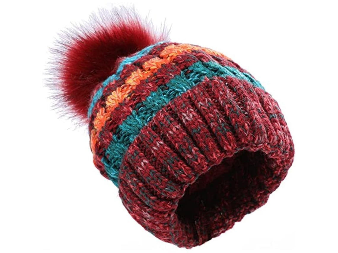 Gorro De Invierno Para Mujer Con Pompón De Felpa Y Gorro De Piel Sintética.