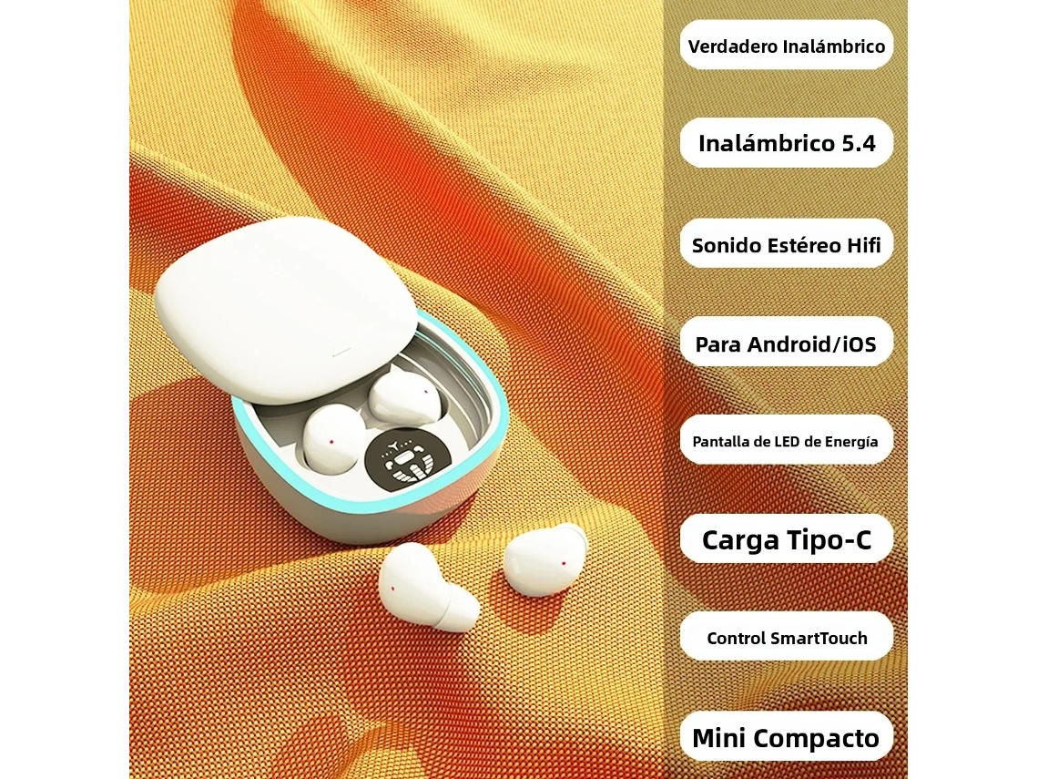 (blanco) Mini Auriculares Intraaurales Inalámbricos Bluetooth Ultrapequeños Con Cancelación De Ruido