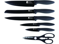 Juego 5 Cuchillos de Cocina + Tijeras BERGNER BG-9075-BK (Acero Inoxodable - 3x43x38cm)
