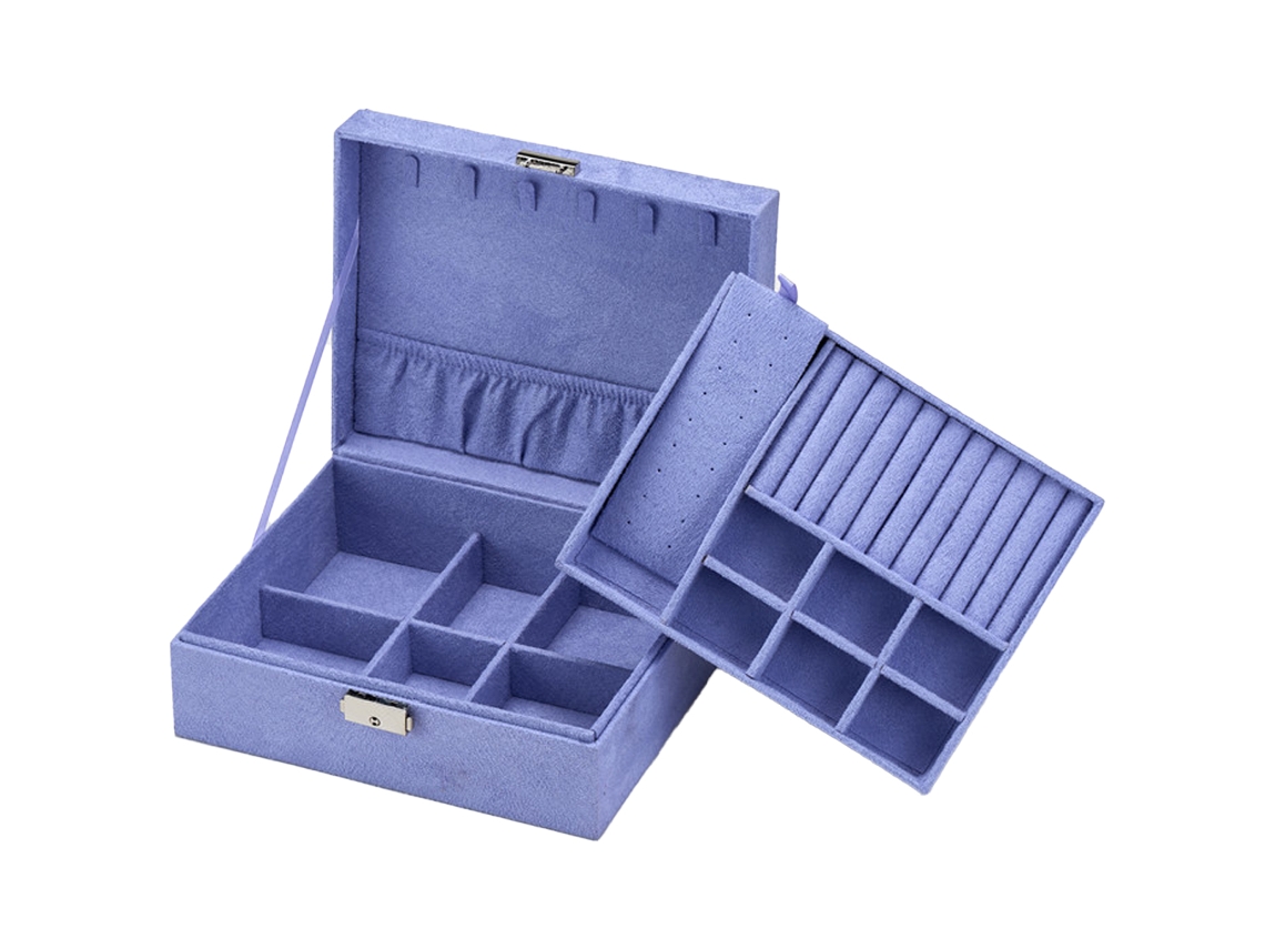 Organizador de joyería con bandeja removible morado (25x21x11cm) Kofihety