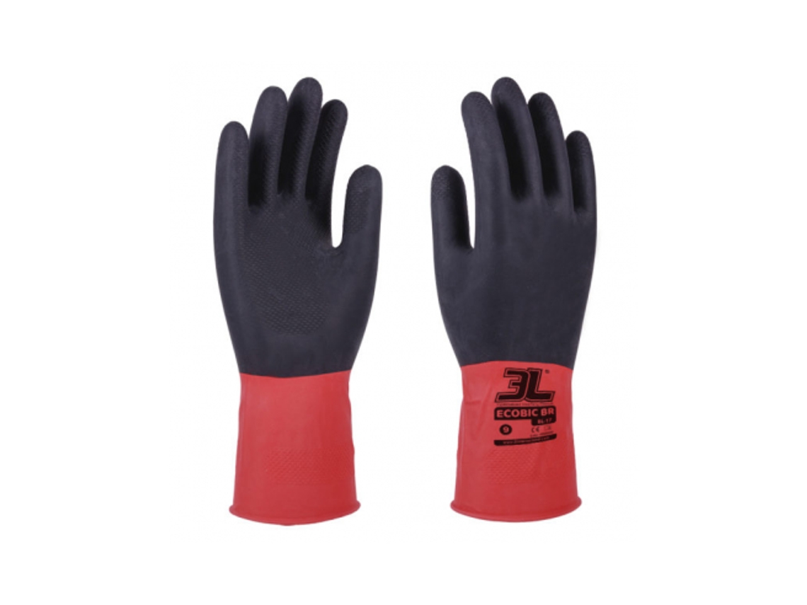 Guantes 3L INTERNACIONAL 100% Latex Natural Flocado Ecobic-Br (Talla 9/L)