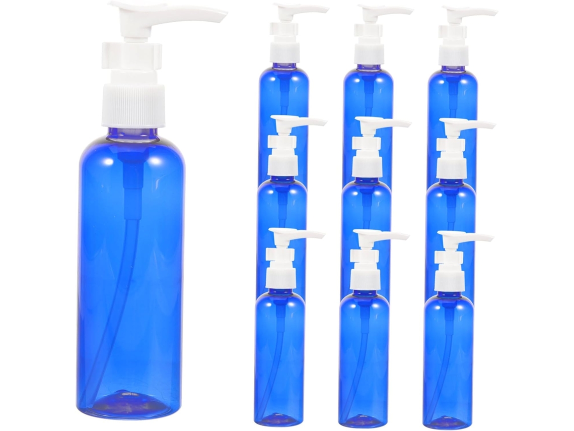 Paquete De 10 Frascos De Plástico Azul Con Dosificador De 100 Ml En Pet Con Pipeta Larga Y Tapa Antigoteo.