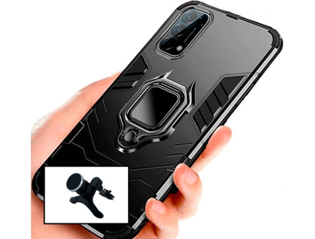 Kit Carcasa y Soporte Magnético Auto Reforzado Oppo Find X3 lite PHONECARE Military Defender Negro
