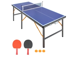 Mesa De Ping Pong Plegable, Superficie Azul, 6 Patas, Para Niños Y Adultos.