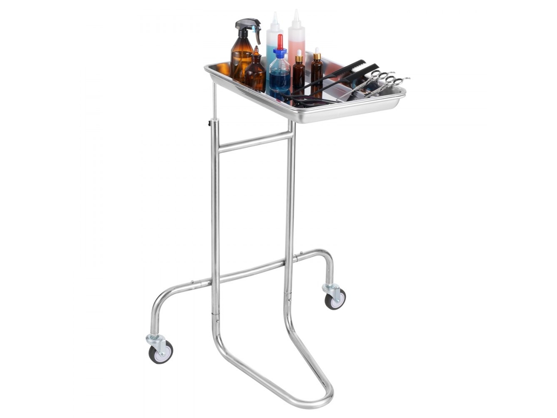 Carrito De Laboratorio En Acero Inoxidable 201 Con Estante Único, Ruedas 360°, Altura Ajustable Y Capacidad De 8 Kg Tekmaquinas