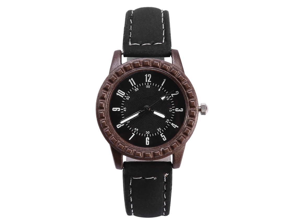 Reloj De Pulsera Analógico De Cuarzo Unisex Con Correa De Pu Negra Para Parejas Y Enamorados.