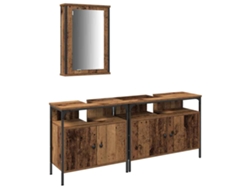 MAISON EXCLUSIVE Conjunto de muebles de baño de 3 piezas, madera procesada marrón
