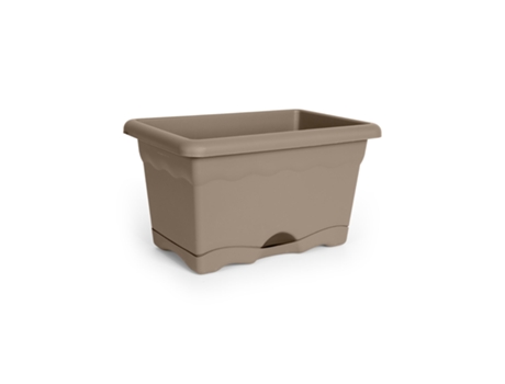 PLASTIKEN TERRA - Jardinera con Plato Integrado. Medida 30 cm 6L. Taupe