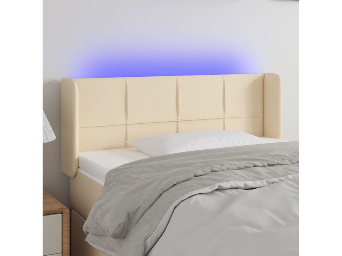 Cabecero Con Led De Tela Crema 103x16x78/88 Cm