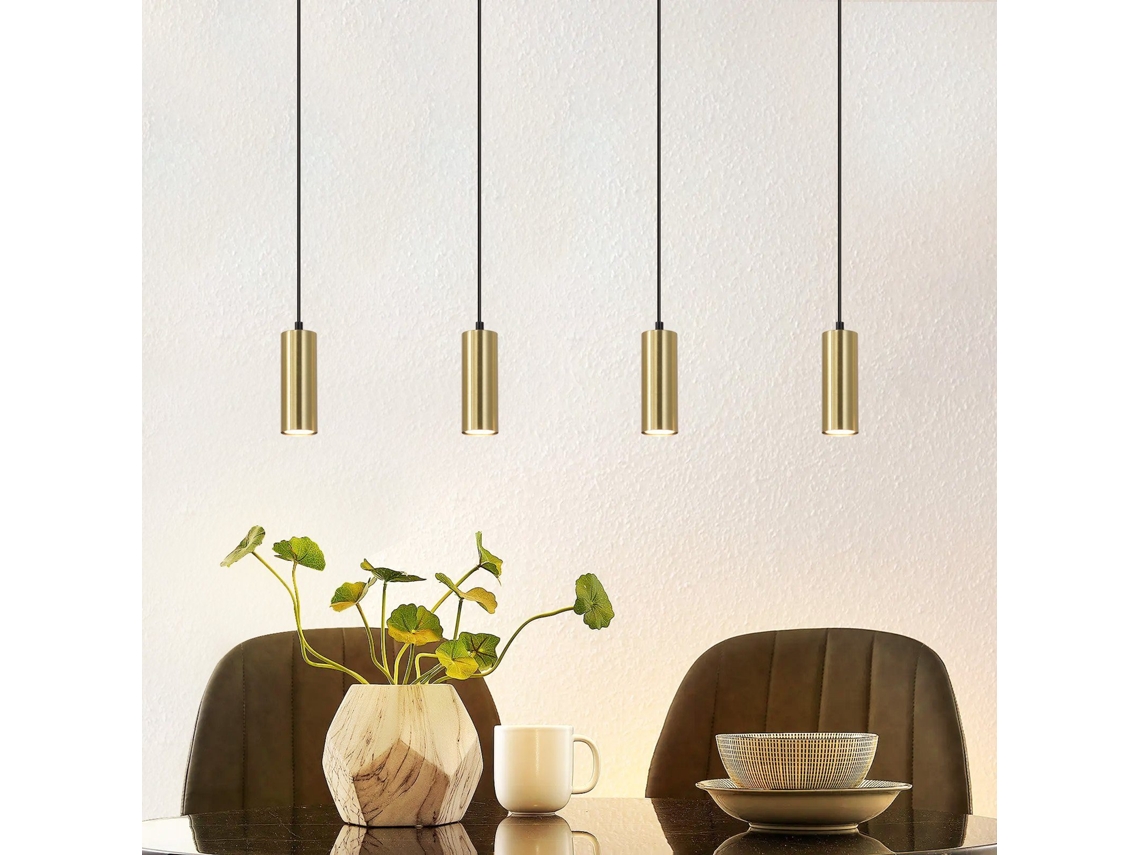 Zmh Lámpara Colgante Retro Negra De 170 Cm De Metal Con 4 Luces Led Estilo Industrial